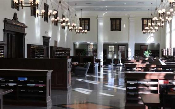 View of quiet study area Candler Library Reading Room, associated with Emory Theses and Dissertations