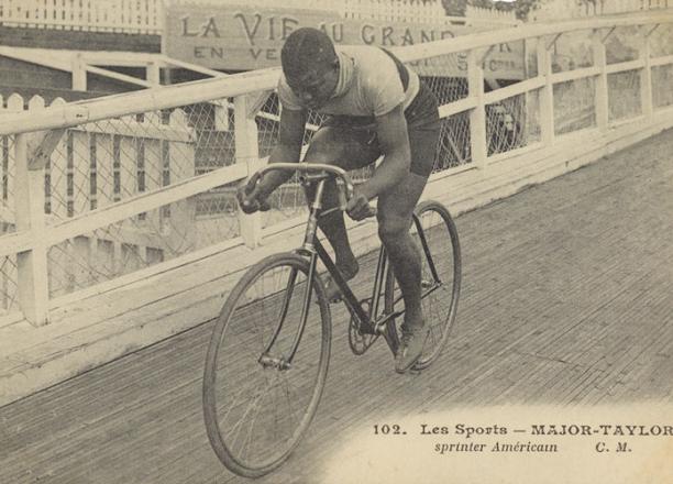 Major Taylor (1878-1932), African American world champion cyclist, circa 1910